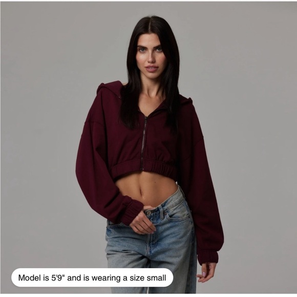TALENTLESS Tops - Talentless WOMENS ZIP CROP JACKET Medium in Cherry Cola